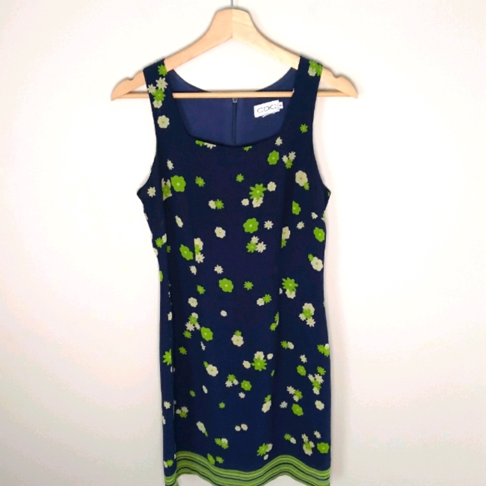 90s/y2k Lime Floral Mini Dress
